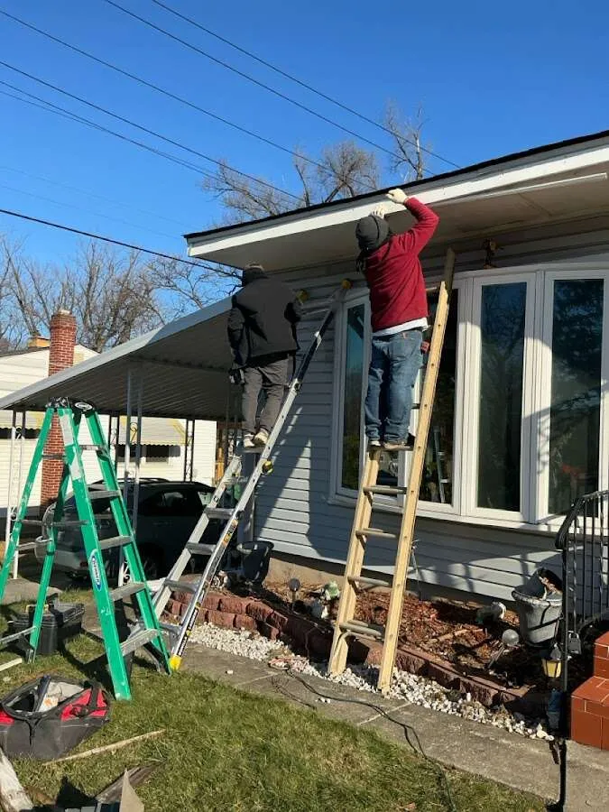 Restoration crew performing exterior repair in Baldwin